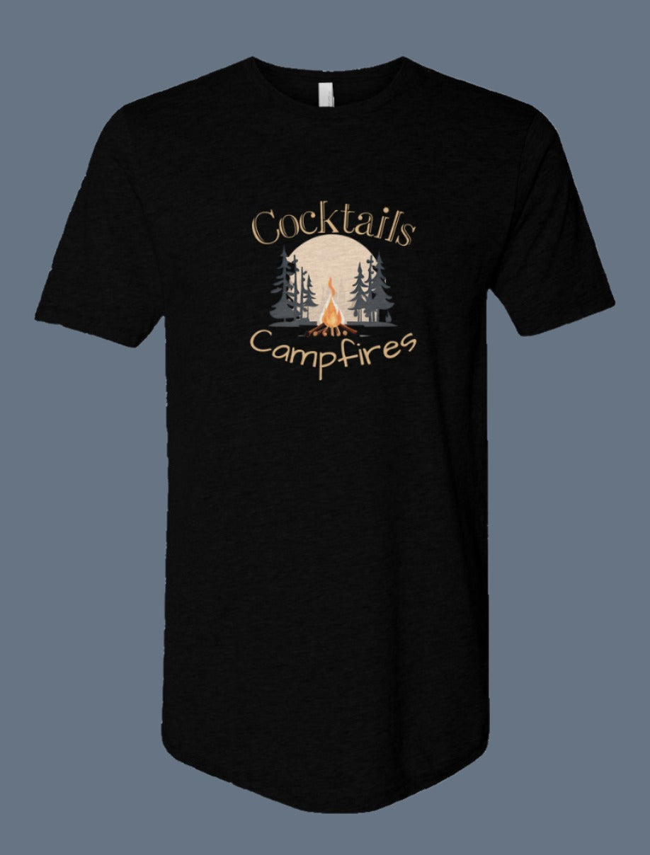 Cocktails and Campfires Long Body Mens Tee