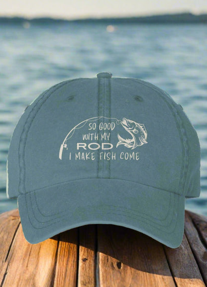 Dad style, low profile unisex cap, adjustable buckle closure, gift for fisherman