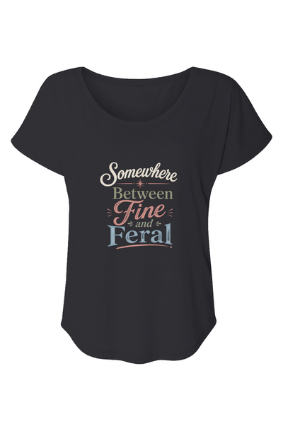 Somewhere Between Fine and Feral Graphic Tee | Vintage Menopause Humor Shirt