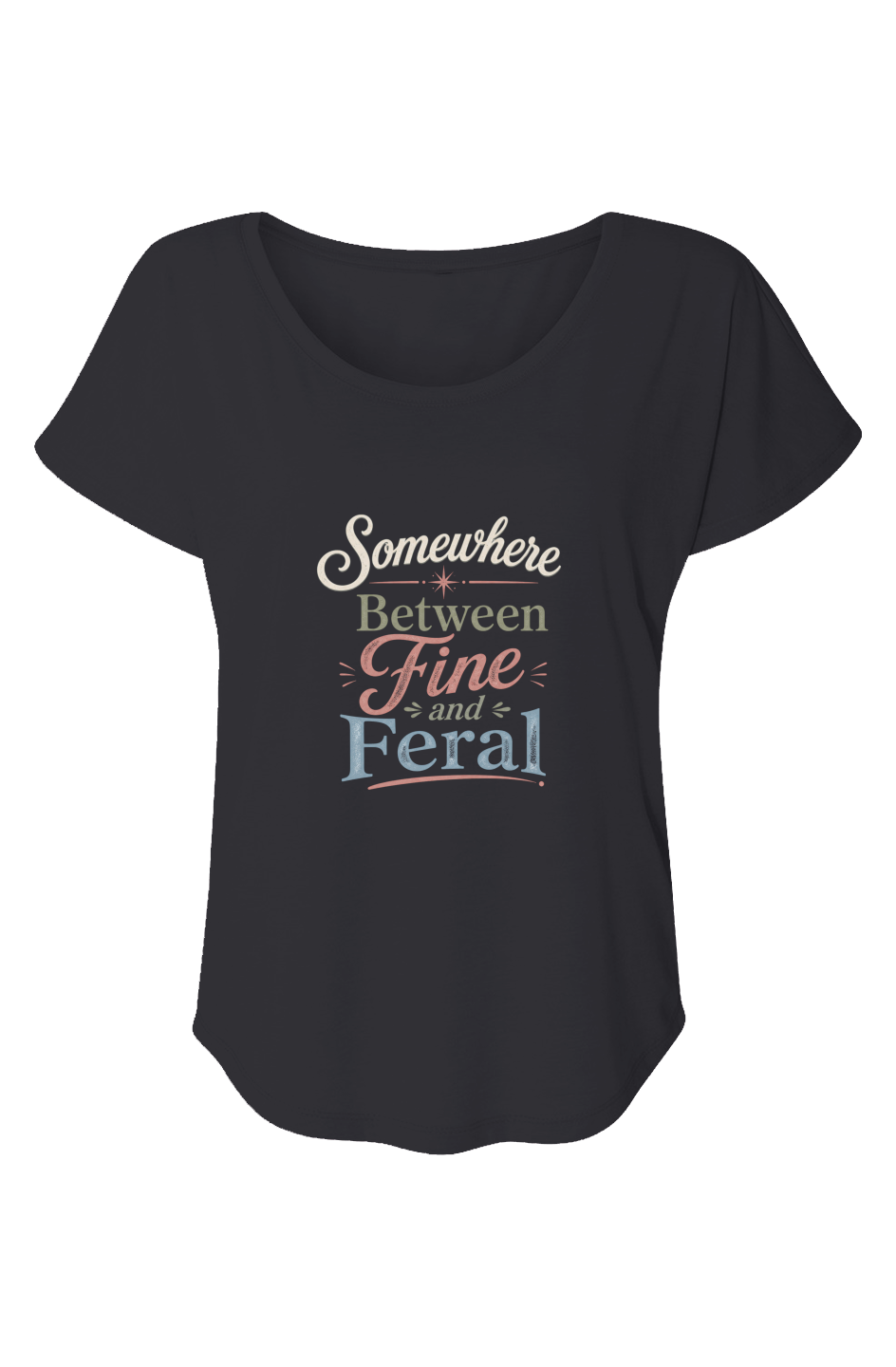 Somewhere Between Fine and Feral Graphic Tee | Vintage Menopause Humor Shirt
